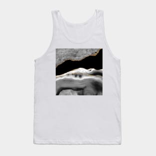 Watercolor Agate in Monochrome, Black and White, Faux Glitter Veins Tank Top